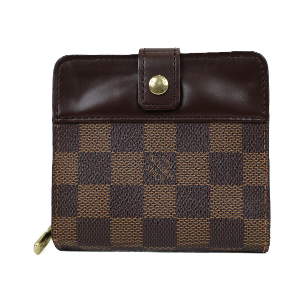 LOUIS VUITTON Compact Zip Damier Ebene Brown Bi fold Wallet